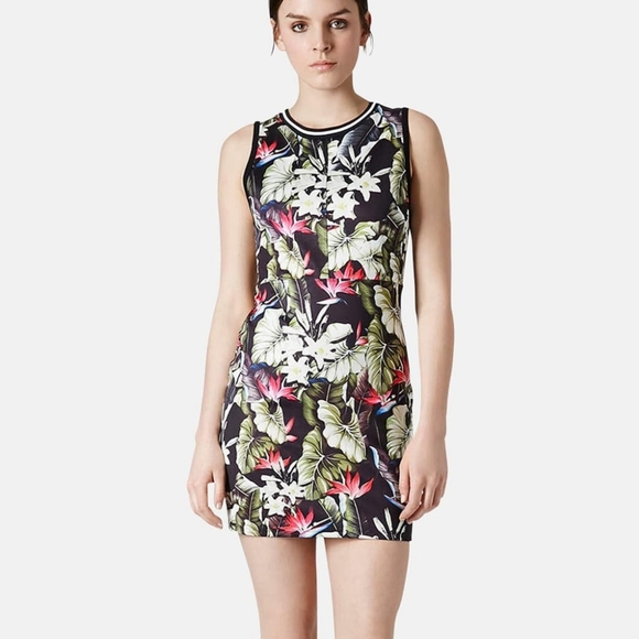 Topshop Island Life Tropical Print Bodycon Dress - Picture 1 of 6
